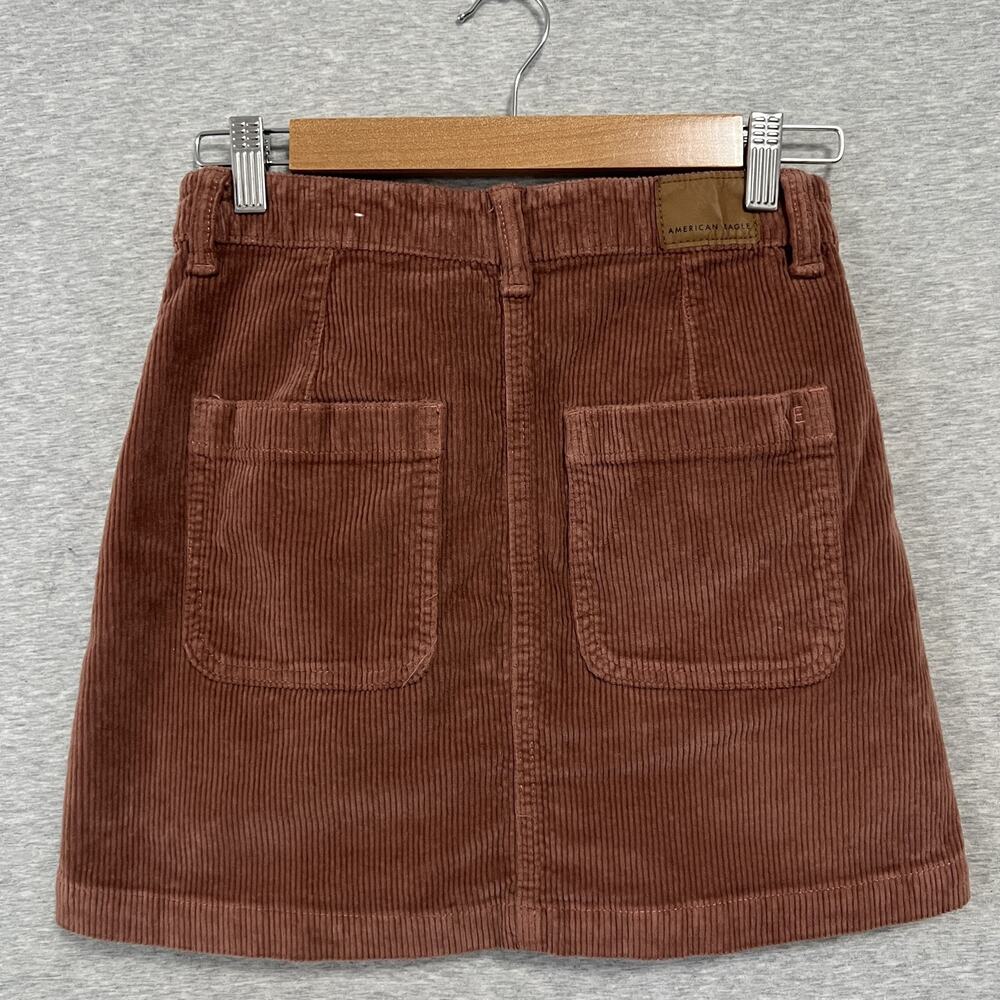 American Eagle Mini Skirt Womens 00 Rose Corduroy Super Hi-Rise A Line Stretch - Picture 4 of 11